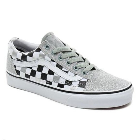 Vans Shoes - Vans Checkerboard Silver Glitter Old Skool Skate Shoes